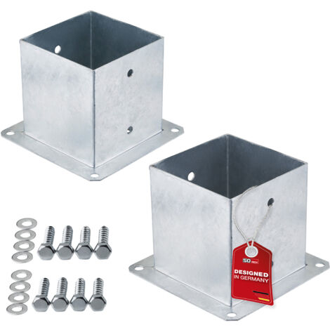 SOTECH Bodenanker zum Aufschrauben Stahl feuerverzinkt optimal für Garten oder Terrasse, Pfostenträger für Vierkantholz (Vierkant 140 x 140 mm) 152 mm Höhe, 2 Stück
