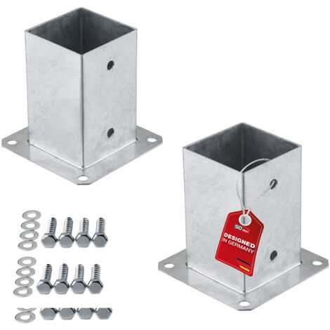 SOTECH Bodenanker zum Aufschrauben Stahl feuerverzinkt optimal für Garten oder Terrasse, Pfostenträger für Vierkantholz (Vierkant 90 x 90 mm) 152 mm Höhe, 2 Stück
