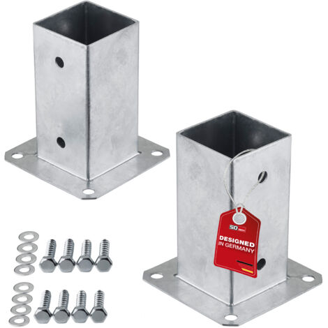 SOTECH Bodenanker zum Aufschrauben Stahl feuerverzinkt optimal für Garten oder Terrasse, Pfostenträger für Vierkantholz (Vierkant 70 x 70 mm) 152 mm Höhe, 2 Stück
