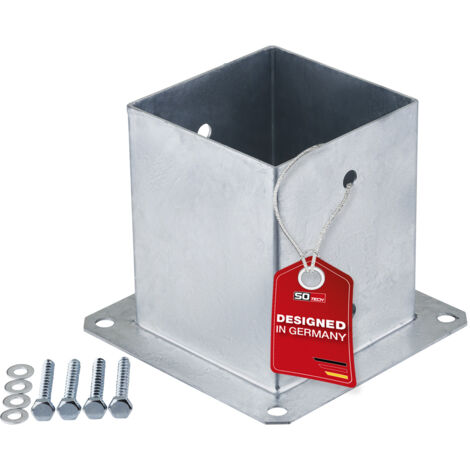 SOTECH Bodenanker zum Aufschrauben Stahl feuerverzinkt optimal für Garten oder Terrasse, Pfostenträger für Vierkantholz (Vierkant 120 x 120 mm) 152 mm Höhe, 1 Stück
