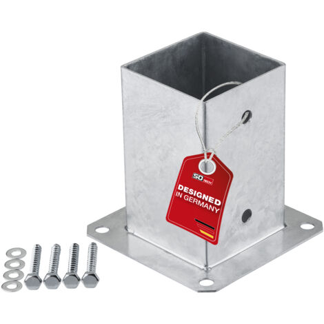 SOTECH Bodenanker zum Aufschrauben Stahl feuerverzinkt optimal für Garten oder Terrasse, Pfostenträger für Vierkantholz (Vierkant 90 x 90 mm) 152 mm Höhe, 1 Stück