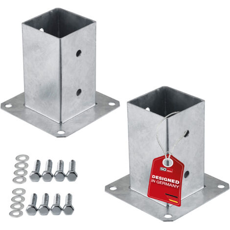 SOTECH Bodenanker zum Aufschrauben Stahl feuerverzinkt optimal für Garten oder Terrasse, Pfostenträger für Vierkantholz (Vierkant 80 x 80 mm) 152 mm Höhe, 2 Stück