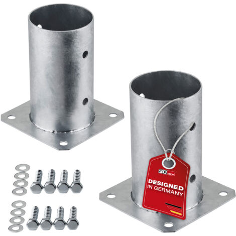 SOTECH Bodenanker zum Aufschrauben Stahl feuerverzinkt optimal für Garten oder Terrasse, Pfostenträger für Rundholz (rund Ø 80 mm) 152 mm Höhe, 2 Stück