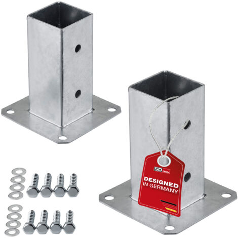 SOTECH Bodenanker zum Aufschrauben Stahl feuerverzinkt optimal für Garten oder Terrasse, Pfostenträger für Vierkantholz (Vierkant 60 x 60 mm) 152 mm Höhe, 2 Stück