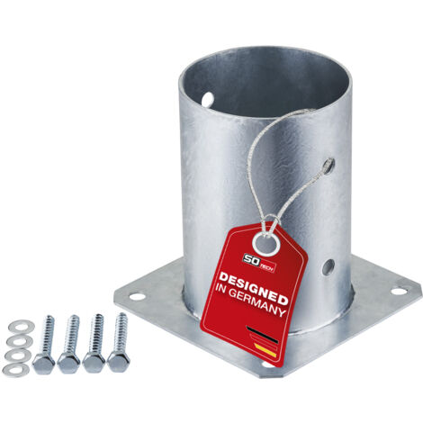 SOTECH Bodenanker zum Aufschrauben Stahl feuerverzinkt optimal für Garten oder Terrasse, Pfostenträger für Rundholz (rund Ø 100 mm) 152 mm Höhe, 1 Stück