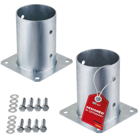SOTECH Bodenanker zum Aufschrauben Stahl feuerverzinkt optimal für Garten oder Terrasse, Pfostenträger für Rundholz (rund Ø 100 mm) 152 mm Höhe, 2 Stück