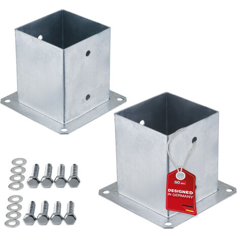 SOTECH Bodenanker zum Aufschrauben Stahl feuerverzinkt optimal für Garten oder Terrasse, Pfostenträger für Vierkantholz (Vierkant 120 x 120 mm) 152 mm Höhe, 2 Stück