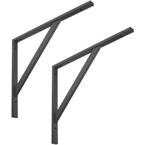 SO-TECH Schwerlastkonsole Schwerlastwinkel Regalwinkel Wandkonsole Stahl, Tragkraft 75 kg / Paar, 495 x 415 mm schwarz - 2 Stück