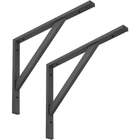 SO-TECH Schwerlastkonsole Schwerlastwinkel Regalwinkel Wandkonsole Stahl, Tragkraft 75 kg / Paar, 395 x 315 mm schwarz - 2 Stück