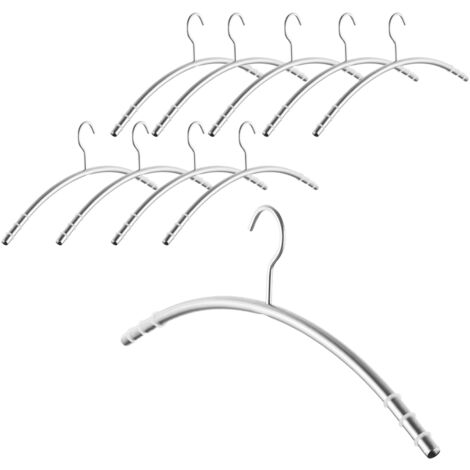 SOTECH Kleiderbügel Edelstahl SS201 gebürstet mit Antirutsch-Ringen Haken 360 Grad drehbar, Rundrohr Ø 12 mm x 433 mm, 10 Stück