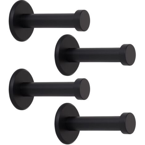 SOTECH Garderobenhaken TALEA (Ø 10 / 15 mm) Edelstahl massiv inkl. Befestigungsmaterial, schwarz eloxiert (Länge 50 mm, Gesamtlänge 53 mm), 4 x Wandhaken
