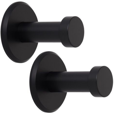 SOTECH Garderobenhaken TALEA (Ø 10 / 15 mm) Edelstahl massiv inkl. Befestigungsmaterial, schwarz eloxiert (Länge 30 mm, Gesamtlänge 33 mm), 2 x Wandhaken