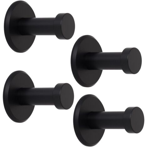 SOTECH Garderobenhaken TALEA (Ø 10 / 15 mm) Edelstahl massiv inkl. Befestigungsmaterial, schwarz eloxiert (Länge 30 mm, Gesamtlänge 33 mm), 4 x Wandhaken