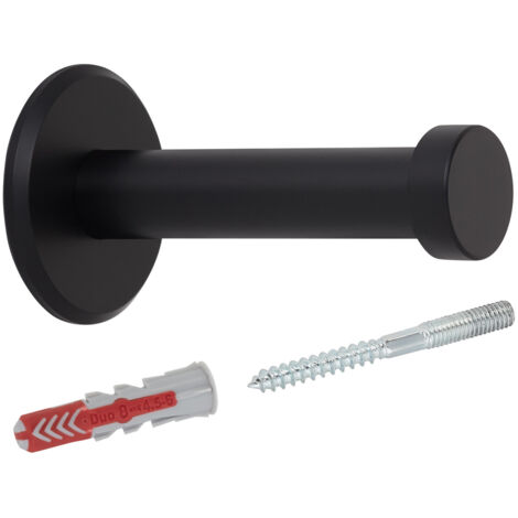 SOTECH Garderobenhaken TALEA (Ø 10 / 15 mm) Edelstahl massiv inkl. Befestigungsmaterial, schwarz eloxiert (Länge 50 mm, Gesamtlänge 53 mm), 1 x Wandhaken