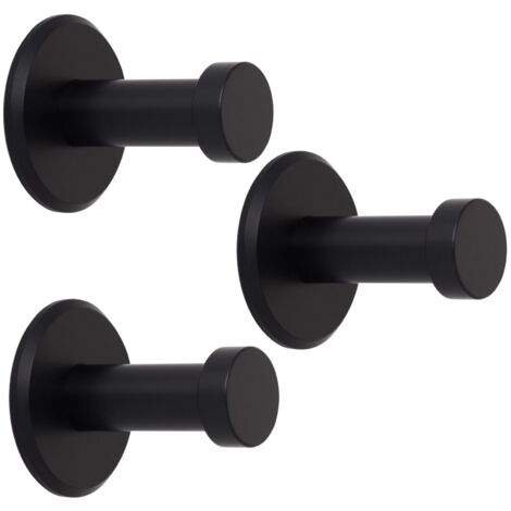 SOTECH Garderobenhaken TALEA (Ø 10 / 15 mm) Edelstahl massiv inkl. Befestigungsmaterial, schwarz eloxiert (Länge 30 mm, Gesamtlänge 33 mm), 3 x Wandhaken