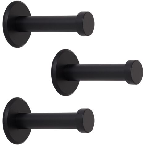 SOTECH Garderobenhaken TALEA (Ø 10 / 15 mm) Edelstahl massiv inkl. Befestigungsmaterial, schwarz eloxiert (Länge 50 mm, Gesamtlänge 53 mm), 3 x Wandhaken
