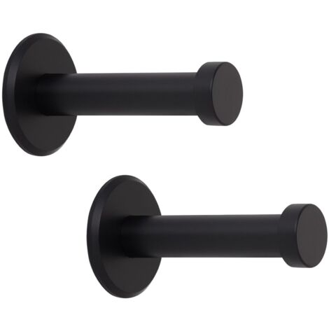 SOTECH Garderobenhaken TALEA (Ø 10 / 15 mm) Edelstahl massiv inkl. Befestigungsmaterial, schwarz eloxiert (Länge 50 mm, Gesamtlänge 53 mm), 2 x Wandhaken