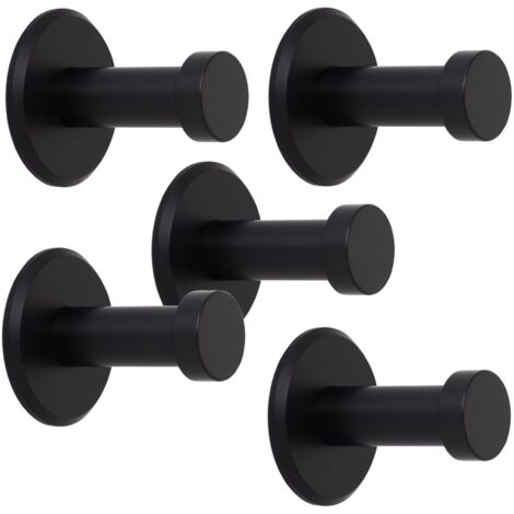 SOTECH Garderobenhaken TALEA (Ø 10 / 15 mm) Edelstahl massiv inkl. Befestigungsmaterial, schwarz eloxiert (Länge 30 mm, Gesamtlänge 33 mm), 5 x Wandhaken