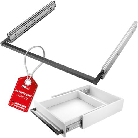 SOTECH VarioSlide Pat. Schubladenauszug Komplettset bis 200 kg Einhandverriegelung schwarz eloxiert für Schubladen mit Front bis 600 mm Breite, Caravan, Fahrzeugbau - KV2-200-H76-800 EH 800 mm (1/5)