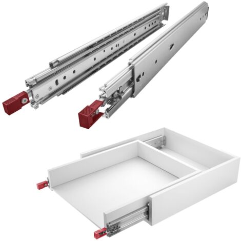 1 Paar SOTECH Schwerlastauszüge mit Lock-in/out Einrastfunktion mit rotem Hebel, belastbar bis 200 Kg, Modell VarioSlide KV2-200-H76-L1100-EH 1117,6 mm (1/5)