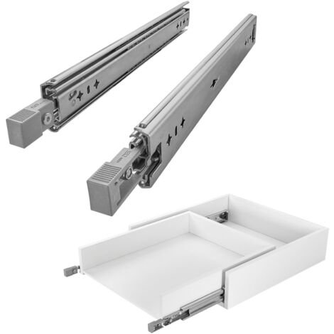 1 Paar SOTECH Schwerlastauszüge mit Lock-in/out Einrastfunktion mit grauem Hebel, belastbar bis 100 Kg, Modell VarioSlide KV2-100-H53-L350-EH 350 mm
