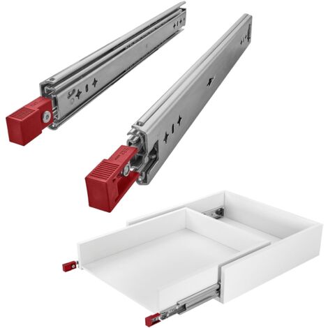 1 Paar SOTECH Schwerlastauszüge mit Lock-in/out Einrastfunktion mit rotem Hebel, belastbar bis 100 Kg, Modell VarioSlide KV2-100-H53-L550-EH 550 mm