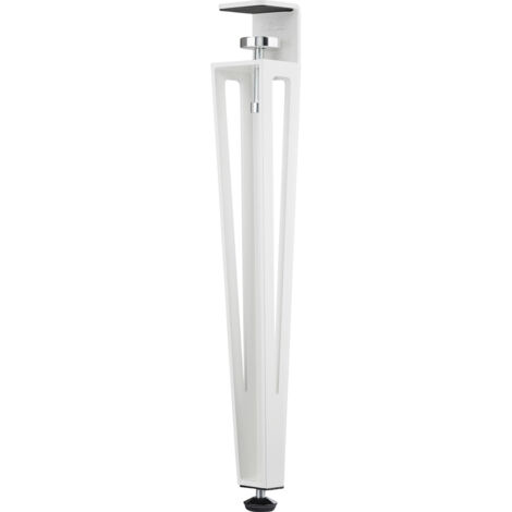 SOTECH Tischbein ColorLine in F-Form konisch zulaufend von 70 auf 40 mm mit Klemmschraube (ohne Bohren) für Beistelltisch, Couchtisch, Bank - weiß - Höhe 464 mm - 1 Stück