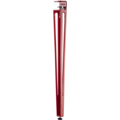 SOTECH Tischbein ColorLine in F-Form konisch zulaufend von 70 auf 40 mm mit Klemmschraube (ohne Bohren) für Küchentisch, Esstisch, Bürotisch - rot - Höhe 745 mm - 1 Stück