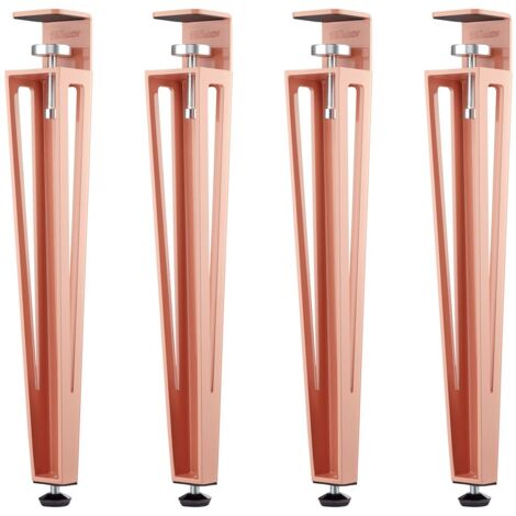 SOTECH Tischbein ColorLine in F-Form konisch zulaufend von 70 auf 40 mm mit Klemmschraube (ohne Bohren) für Beistelltisch, Couchtisch, Bank - rosa - Höhe 464 mm - 4 Stück