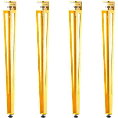 SOTECH Tischbein ColorLine in F-Form konisch zulaufend von 70 auf 40 mm mit Klemmschraube (ohne Bohren) für Küchentisch, Esstisch, Bürotisch - gelb - Höhe 745 mm - 4 Stück