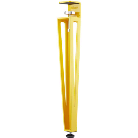 SOTECH Tischbein ColorLine in F-Form konisch zulaufend von 70 auf 40 mm mit Klemmschraube (ohne Bohren) für Beistelltisch, Couchtisch, Bank - gelb - Höhe 464 mm - 1 Stück
