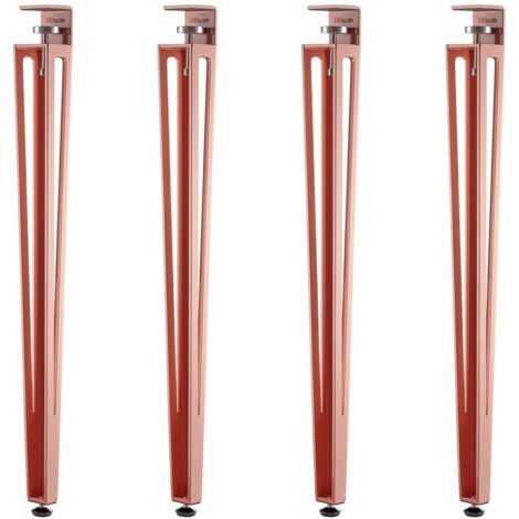 SOTECH Tischbein ColorLine in F-Form konisch zulaufend von 70 auf 40 mm mit Klemmschraube (ohne Bohren) für Küchentisch, Esstisch, Bürotisch - rosa - Höhe 745 mm - 4 Stück