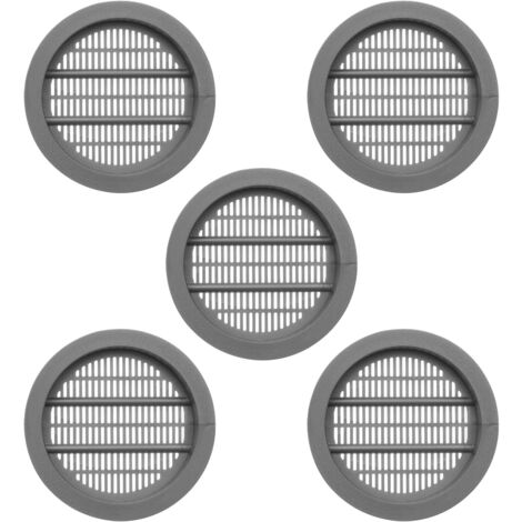 SOTECH Lüftungsgitter zum Einlassen mit Abdeckrand Belüftung Innen und Außen - 5 Stück Ø 49 mm / Einbau-Ø: 39 mm / Einbautiefe: 7 mm Lüftungsrosetten geschlitzt