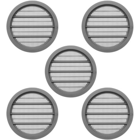 SOTECH Lüftungsgitter zum Einlassen mit Abdeckrand Belüftung Innen und Außen - 5 Stück Ø 65 mm / Einbau-Ø: 55 mm / Einbautiefe: 7 mm Lüftungsrosetten geschlitzt