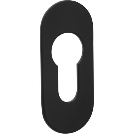 SOTECH selbstklebende Edelstahl Tür-Rosette - 1 Stück Kleberosette oval 65 x 28 x 2 mm Edelstahl schwarz für Schlösser mit Profilzylinder