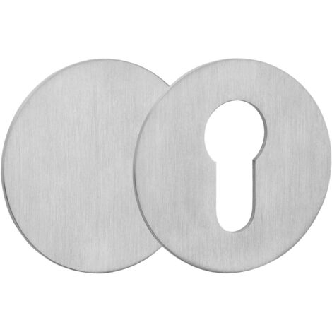 SOTECH selbstklebende Edelstahl Tür-Rosette - 2er Set Kleberosetten rund Ø 55 mm (1 x PZ-Rosette / 1 x Blindrosette) Edelstahl Satin für Schlösser mit Profilzylinder