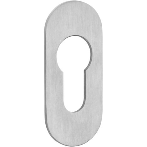 SOTECH selbstklebende Edelstahl Tür-Rosette - 1 Stück Kleberosette oval 65 x 28 x 2 mm Edelstahl Satin für Schlösser mit Profilzylinder