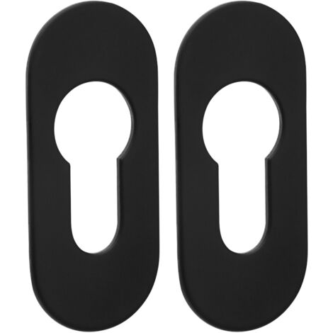 SOTECH selbstklebende Edelstahl Tür-Rosette - 2 Stück Kleberosetten oval 65 x 28 x 2 mm Edelstahl schwarz für Schlösser mit Profilzylinder
