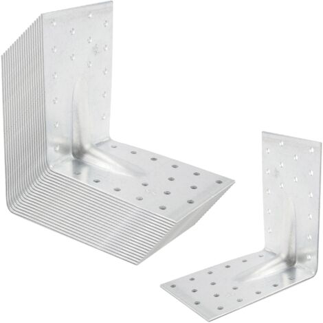 SOTECH 20er Set Bauwinkel Winkelverbinder 90° Materialstärke 2,5 mm Schwerlastwinkel aus feuerverzinkter Stahl Eckwinkel Stahlwinkel mit Sicke (Verstärkung) 120 × 120 × 80 mm