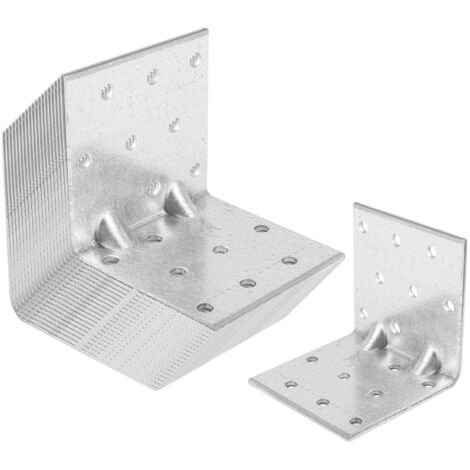 SOTECH 20er Set Bauwinkel Winkelverbinder 90° Materialstärke 2,5 mm Schwerlastwinkel aus feuerverzinkter Stahl Eckwinkel Stahlwinkel mit Sicke (Verstärkung) 60 × 60 × 60 mm