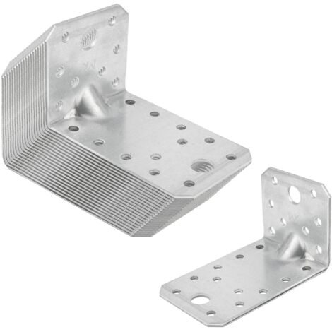 SOTECH 20er Set Bauwinkel Winkelverbinder 90° Materialstärke 2,5 mm Schwerlastwinkel aus feuerverzinkter Stahl Eckwinkel Stahlwinkel mit Sicke (Verstärkung) 50 × 90 × 55 mm