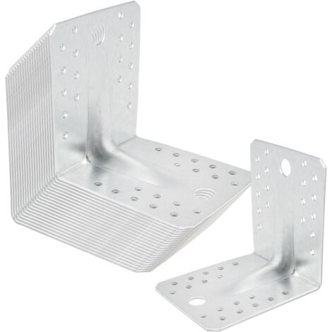 SOTECH 20er Set Bauwinkel Winkelverbinder 90° Materialstärke 2,5 mm Schwerlastwinkel aus feuerverzinkter Stahl Eckwinkel Stahlwinkel mit Sicke (Verstärkung) 105 × 105 × 90 mm