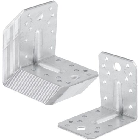 SOTECH 20er Set Bauwinkel Winkelverbinder 90° Materialstärke 2,5 mm Schwerlastwinkel aus feuerverzinkter Stahl Eckwinkel Stahlwinkel mit Sicke (Verstärkung) 70 × 70 × 55 mm