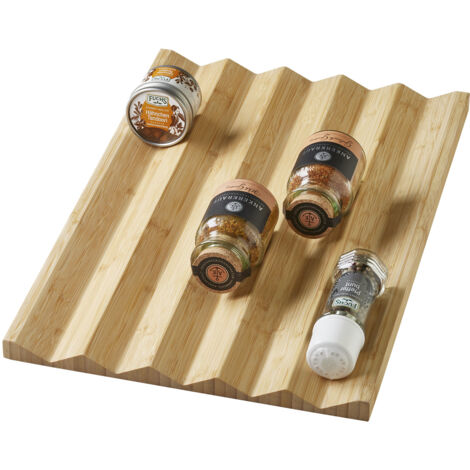 ORGA-BOX Bambus Gewürzeinsatz 473 x 310 x 19 mm Gewürzgläsereinsatz für Küchenschublade Gewürzdoseneinsatz für Schubladen