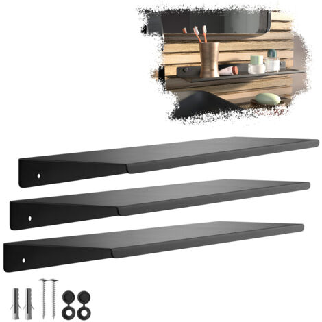 SOTECH Design Wandregal HOVER Tiefe 13 cm Höhe 3 cm Länge 45 cm inkl. Befestigungsset für Wandmontage, schwarz, 3 Stück (1/5)