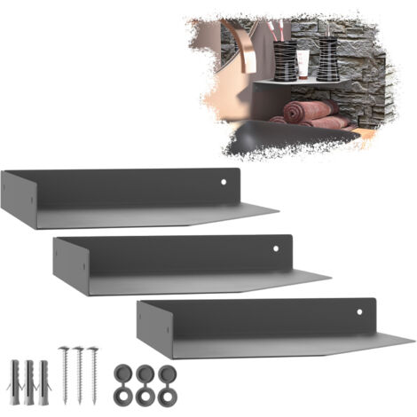 SOTECH Design Wand-Eckregal HOVER Höhe 3 cm inkl. Befestigungsset für Wandmontage, Länge 20 cm, Tiefe 20 cm, anthrazit, 3 Stück (1/5)