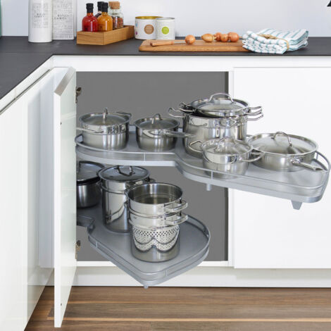 Kesseböhmer LeMans II Eckschrank-Beschlag rechts 500 mm, silbergrau/ grau