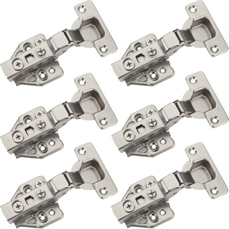 SOTECH Topfband T48 105° mit Dämpfer (Soft-Close) inkl. Montageplatten mit Exzenterverstellung, Mittelanschlag, 6 Stück