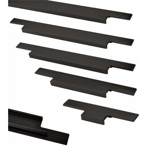 Griffleiste Slim 223 x 11 x 38 mm Aluminium schwarz eloxiert gebürstet ZUM  EINFRÄSEN (Harpunenstegmontage)