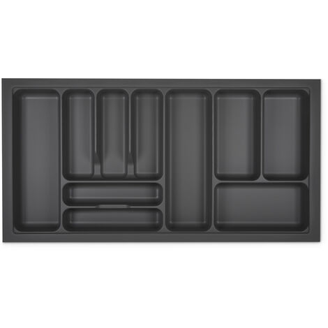 Orga-Box VII Besteckeinsatz Besteckkasten schwarz 1200 mm mit Softtouch  Oberfläche